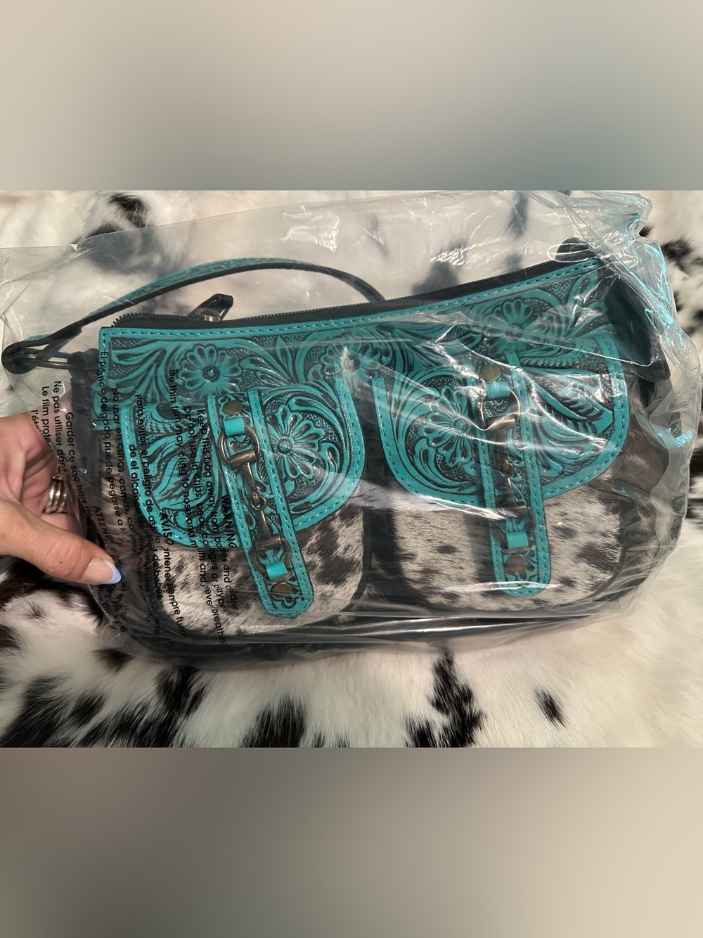 Western🌵Turquoise Floral Tooled Leather Shoulder Bag